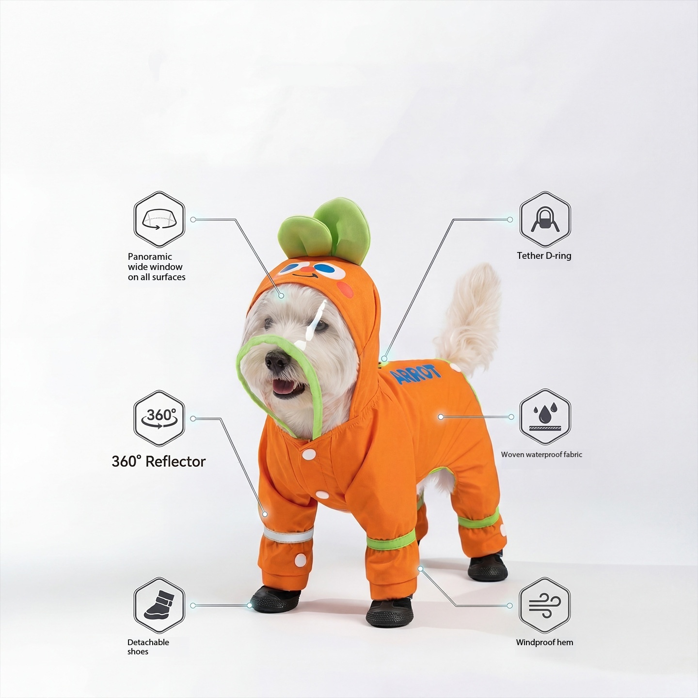 Capa de Chuva para Cães Laranj - Dog Raincoat avaliação e preço